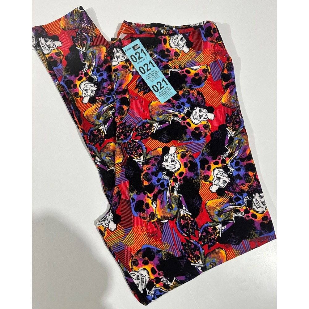 LuLaRoe Disney Villains Cruella De Vil Leggings TC2 Plus Size Red Purple